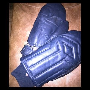Vintage 80s Kombi Navy Blue Leather Ski Gloves